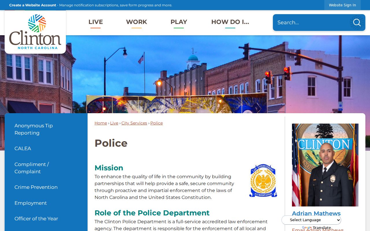 Clinton court docket police service context in Sampson County