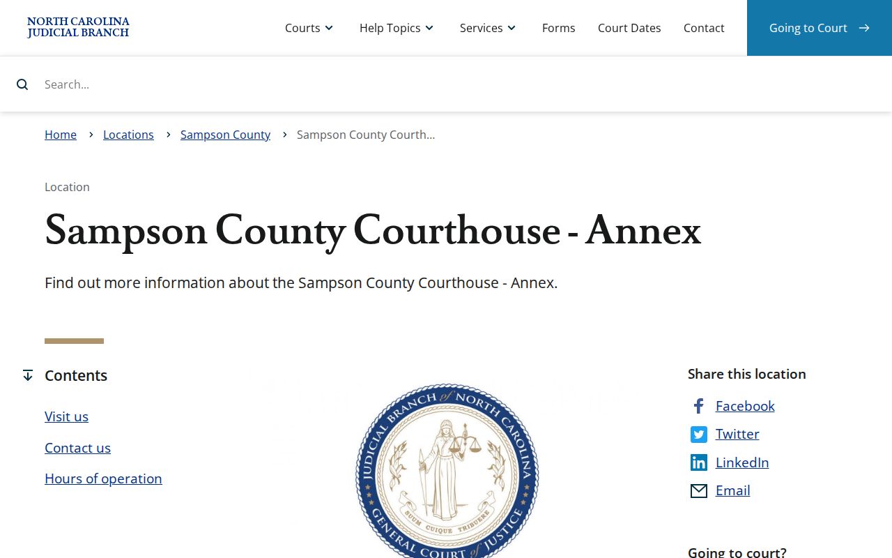 Sampson County court calendar courthouse annex reference