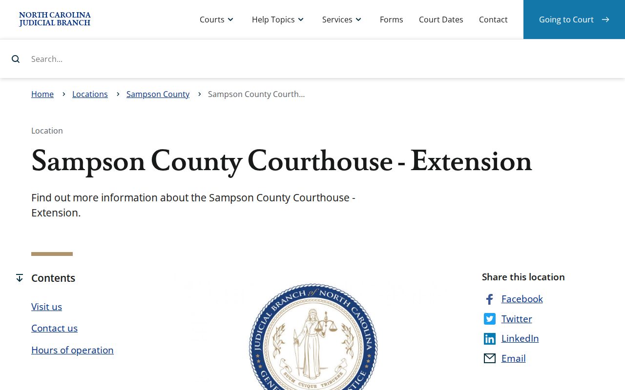 Sampson County court calendar courthouse extension reference