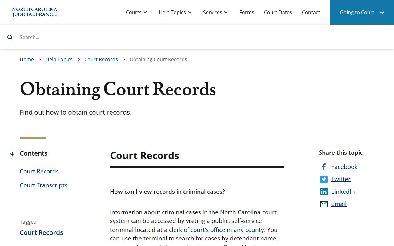 Sampson County court record clerk and terminal access reference