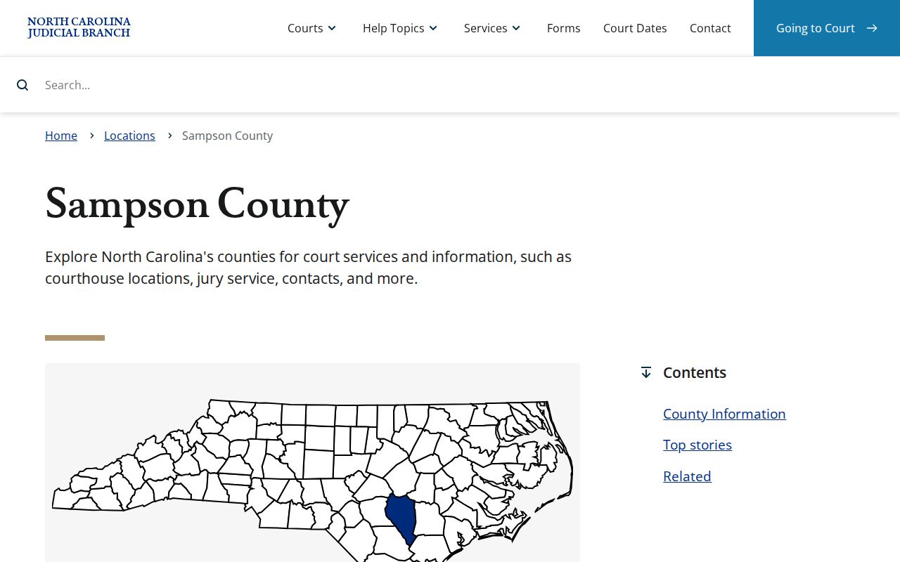 Sampson County court docket official Judicial Branch service page