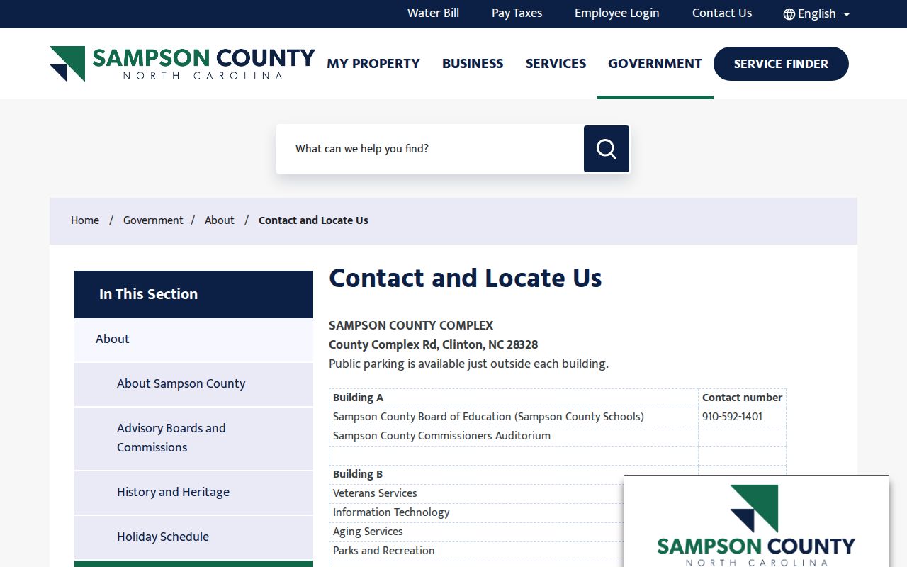 Sampson County court docket courthouse annex and extension service locations