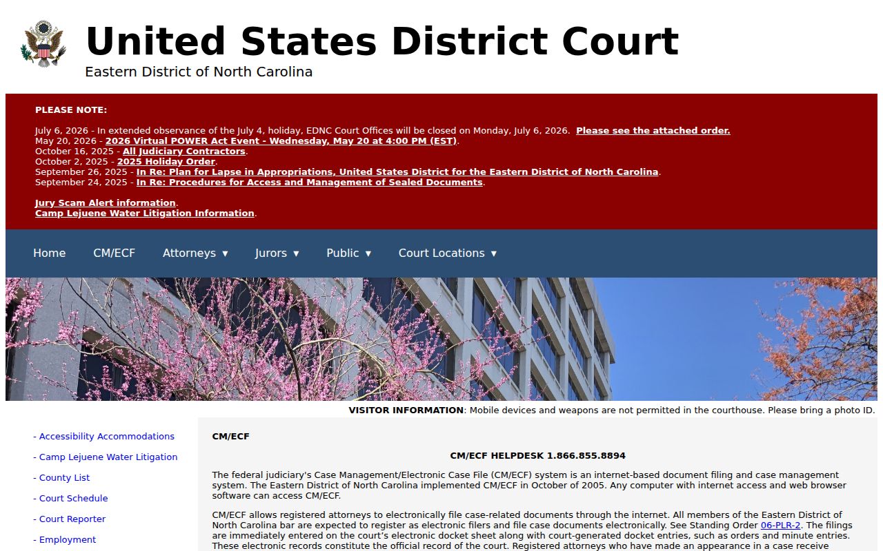 Sampson County court docket federal CM ECF access information